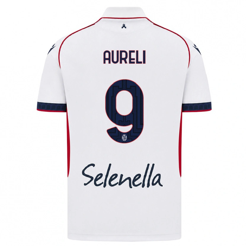 Danxen Bambino Maglia Valerio Aureli #9 Bianco Rosso Blu Reale Kit Gara Away 2026/27 Maglietta