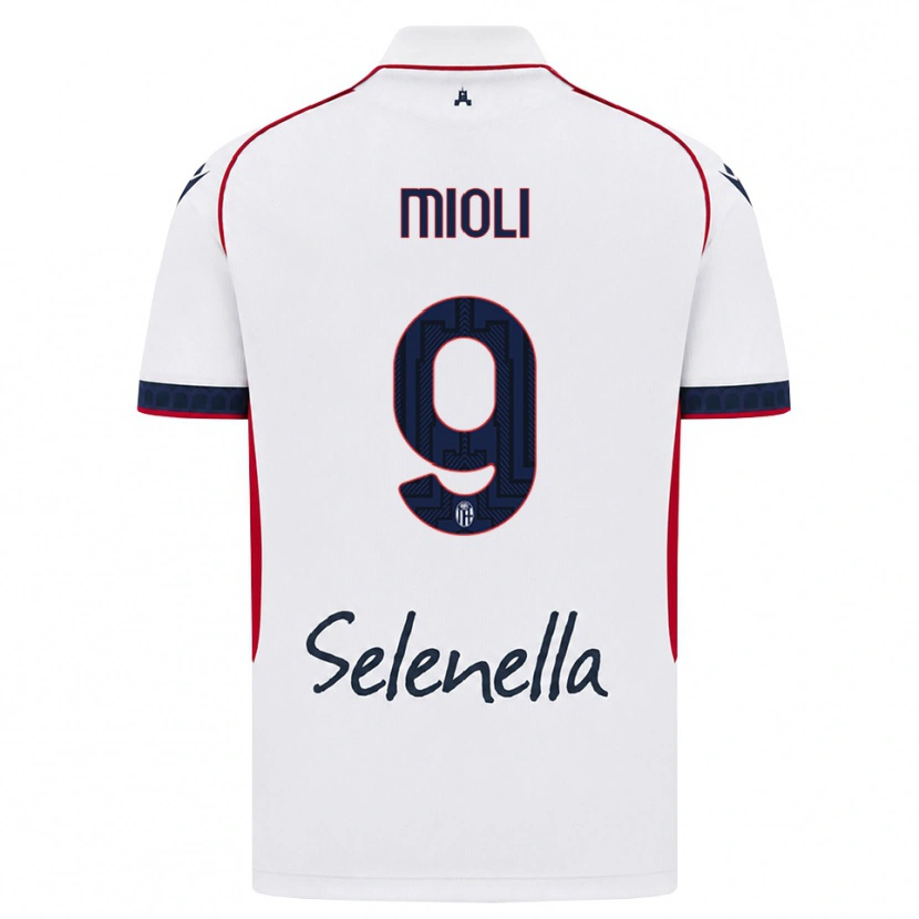 Danxen Bambino Maglia Mattia Mioli #9 Bianco Rosso Blu Reale Kit Gara Away 2026/27 Maglietta
