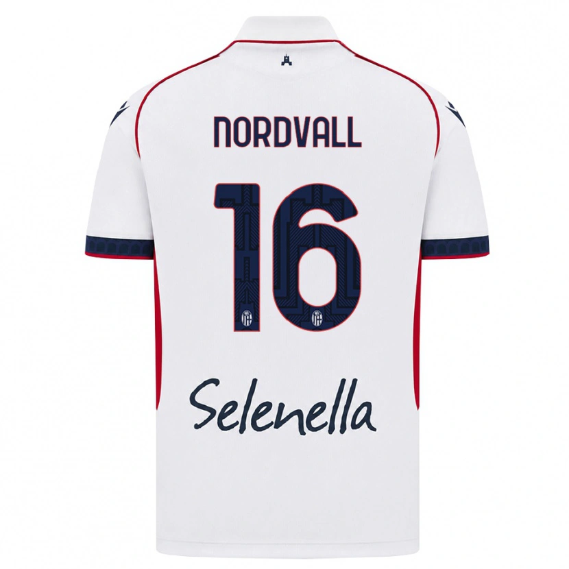 Danxen Bambino Maglia Ossian Nordvall #16 Bianco Rosso Blu Reale Kit Gara Away 2026/27 Maglietta