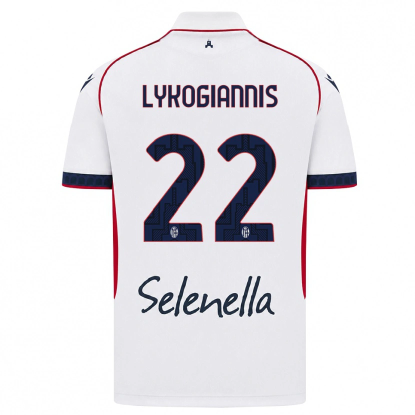 Danxen Bambino Maglia Charalampos Lykogiannis #22 Bianco Rosso Blu Reale Kit Gara Away 2026/27 Maglietta