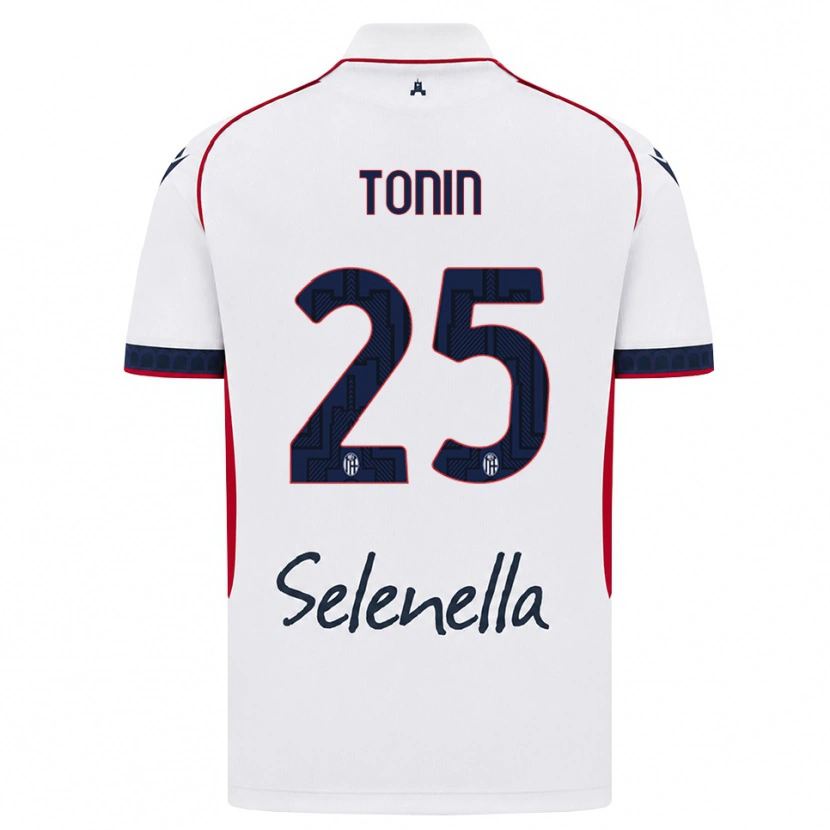 Danxen Bambino Maglia Federico Tonin #25 Bianco Rosso Blu Reale Kit Gara Away 2026/27 Maglietta