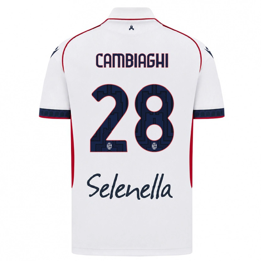 Danxen Bambino Maglia Nicolò Cambiaghi #28 Bianco Rosso Blu Reale Kit Gara Away 2026/27 Maglietta