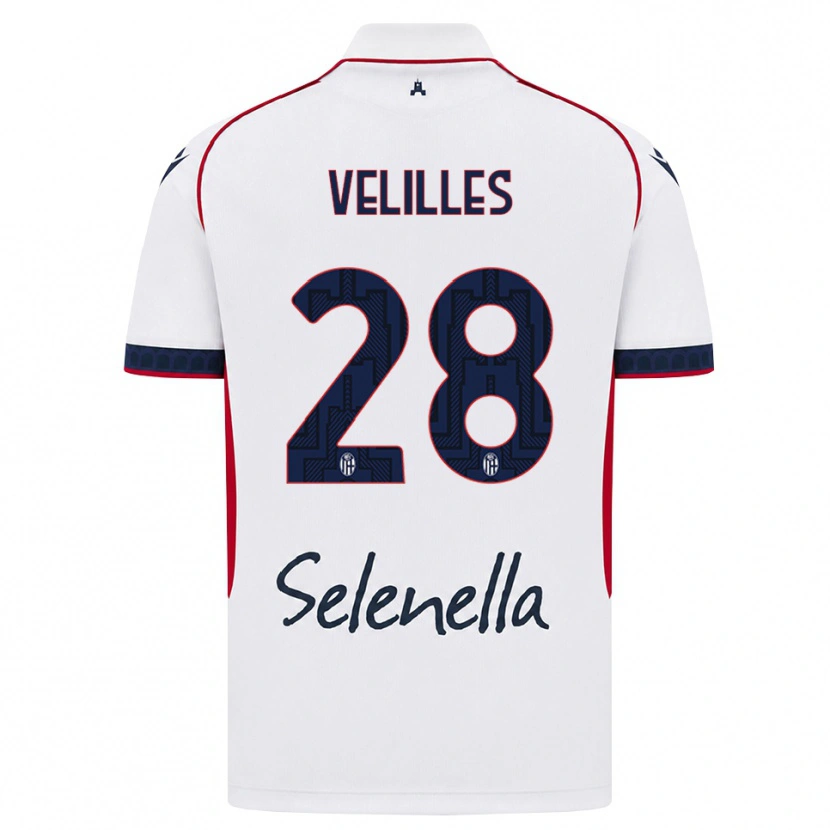 Danxen Bambino Maglia Aarón Velilles #28 Bianco Rosso Blu Reale Kit Gara Away 2026/27 Maglietta