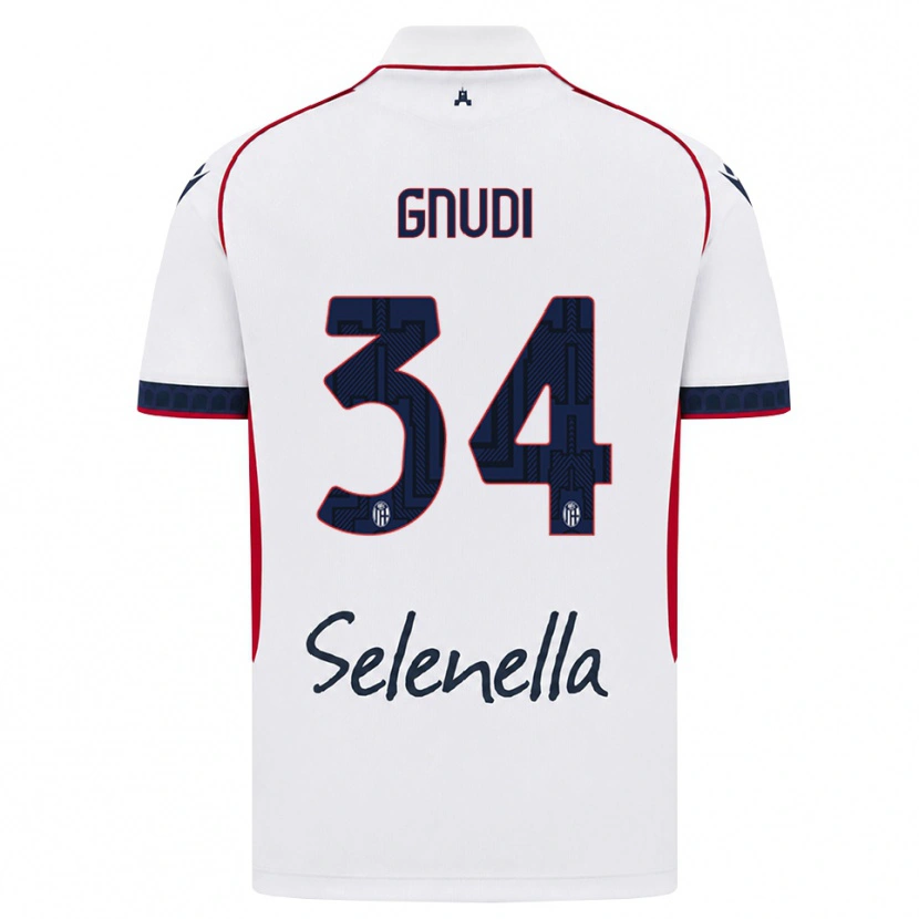 Danxen Bambino Maglia Riccardo Gnudi #34 Bianco Rosso Blu Reale Kit Gara Away 2026/27 Maglietta