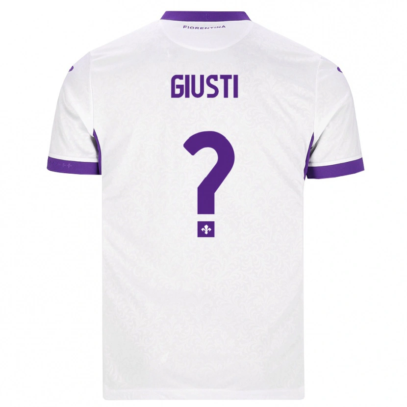 Danxen Bambino Maglia Edoardo Giusti #0 Bianco Viola Kit Gara Away 2026/27 Maglietta
