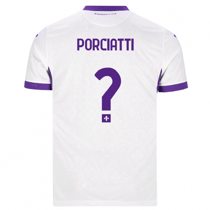 Danxen Bambino Maglia Filippo Porciatti #0 Bianco Viola Kit Gara Away 2026/27 Maglietta