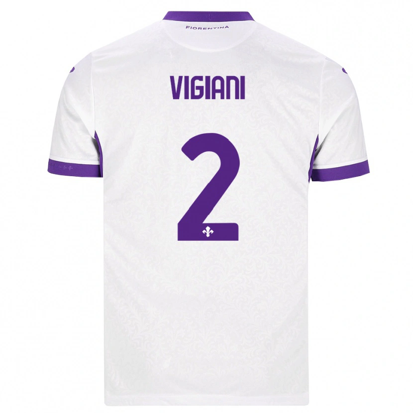 Danxen Bambino Maglia Lorenzo Vigiani #2 Bianco Viola Kit Gara Away 2026/27 Maglietta
