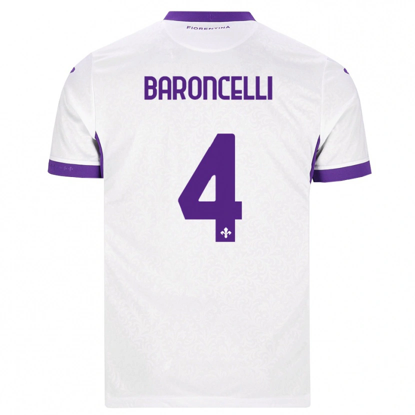 Danxen Bambino Maglia Leonardo Baroncelli #4 Bianco Viola Kit Gara Away 2026/27 Maglietta