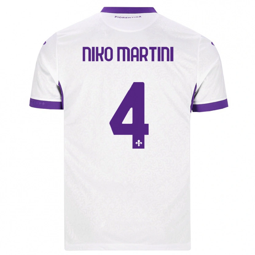 Danxen Bambino Maglia Niko Martini #4 Bianco Viola Kit Gara Away 2026/27 Maglietta