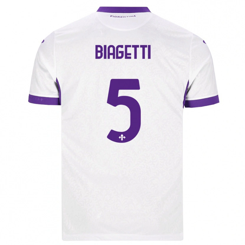 Danxen Bambino Maglia Christian Biagetti #5 Bianco Viola Kit Gara Away 2026/27 Maglietta