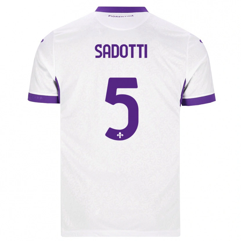 Danxen Bambino Maglia Edoardo Sadotti #5 Bianco Viola Kit Gara Away 2026/27 Maglietta