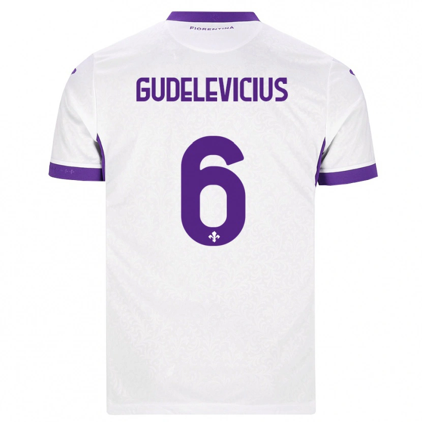 Danxen Bambino Maglia Ernestas Gudelevicius #6 Bianco Viola Kit Gara Away 2026/27 Maglietta