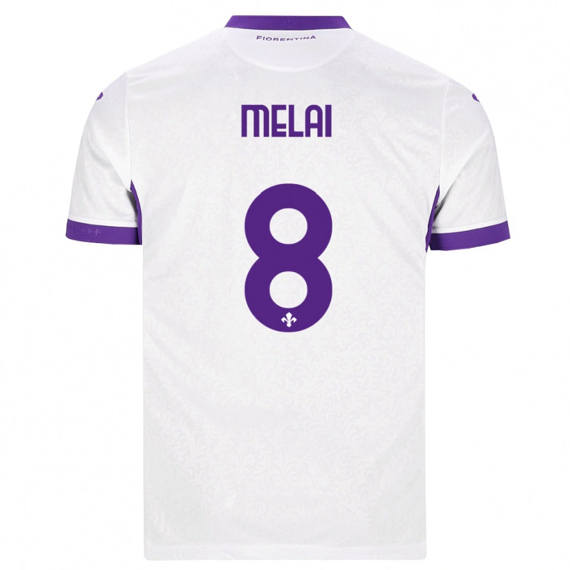 Danxen Bambino Maglia Christian Melai #8 Bianco Viola Kit Gara Away 2026/27 Maglietta