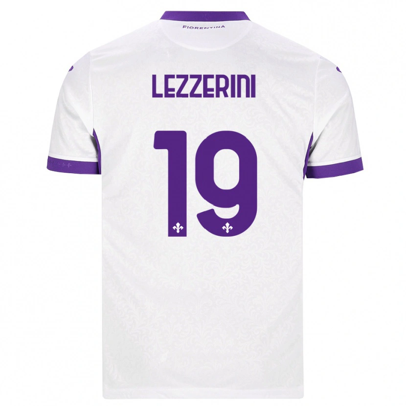 Danxen Bambino Maglia Luca Lezzerini #19 Bianco Viola Kit Gara Away 2026/27 Maglietta
