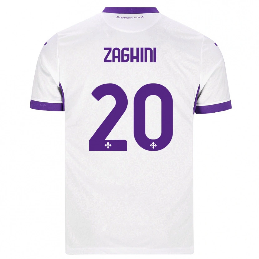 Danxen Bambino Maglia Alice Zaghini #20 Bianco Viola Kit Gara Away 2026/27 Maglietta