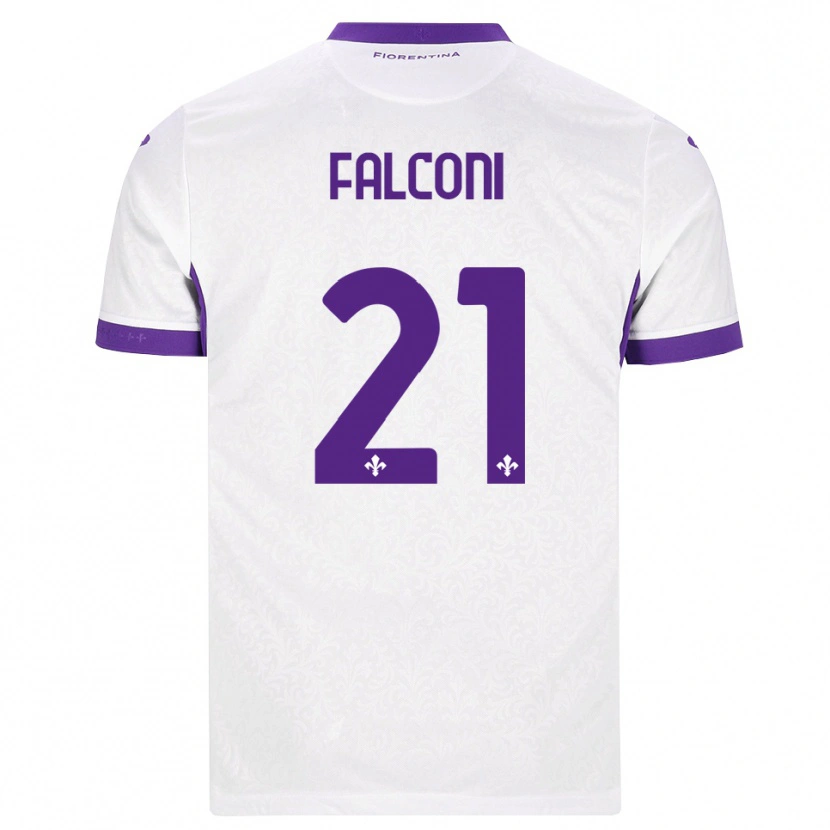 Danxen Bambino Maglia Niccolo Falconi #21 Bianco Viola Kit Gara Away 2026/27 Maglietta