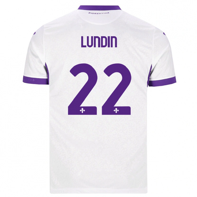 Danxen Bambino Maglia Karin Lundin #22 Bianco Viola Kit Gara Away 2026/27 Maglietta