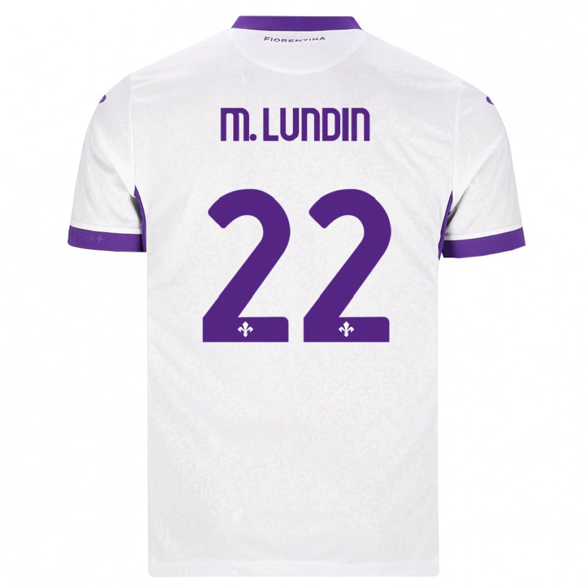 Danxen Bambino Maglia Karin Maria Lundin #22 Bianco Viola Kit Gara Away 2026/27 Maglietta
