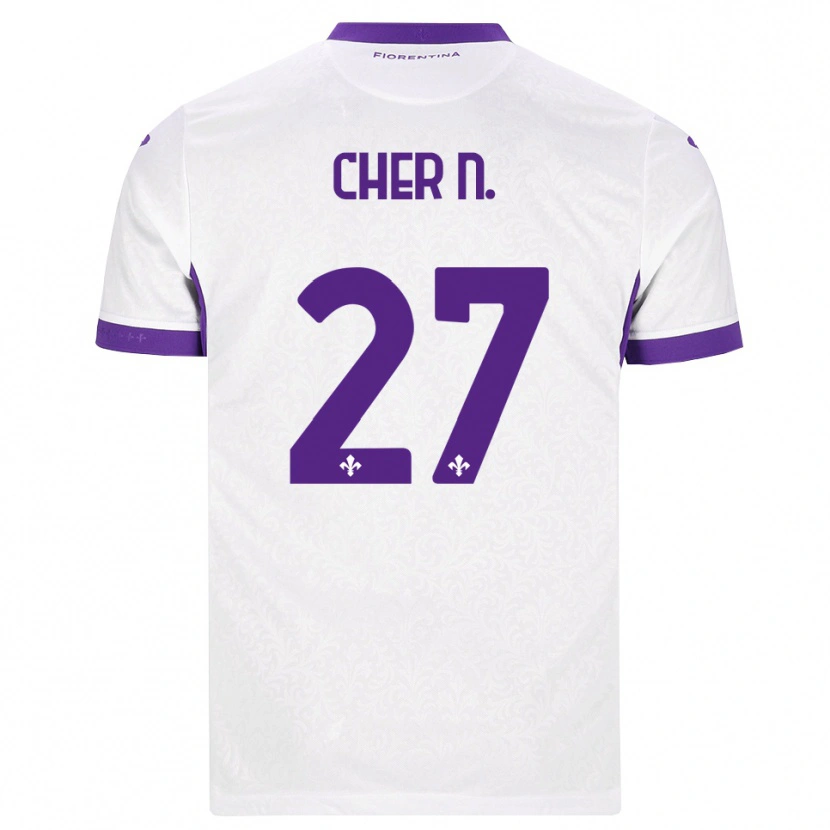 Danxen Bambino Maglia Cher Ndour #27 Bianco Viola Kit Gara Away 2026/27 Maglietta
