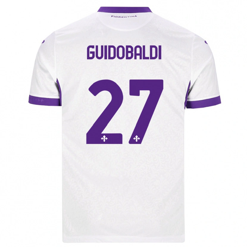 Danxen Bambino Maglia Filippo Guidobaldi #27 Bianco Viola Kit Gara Away 2026/27 Maglietta