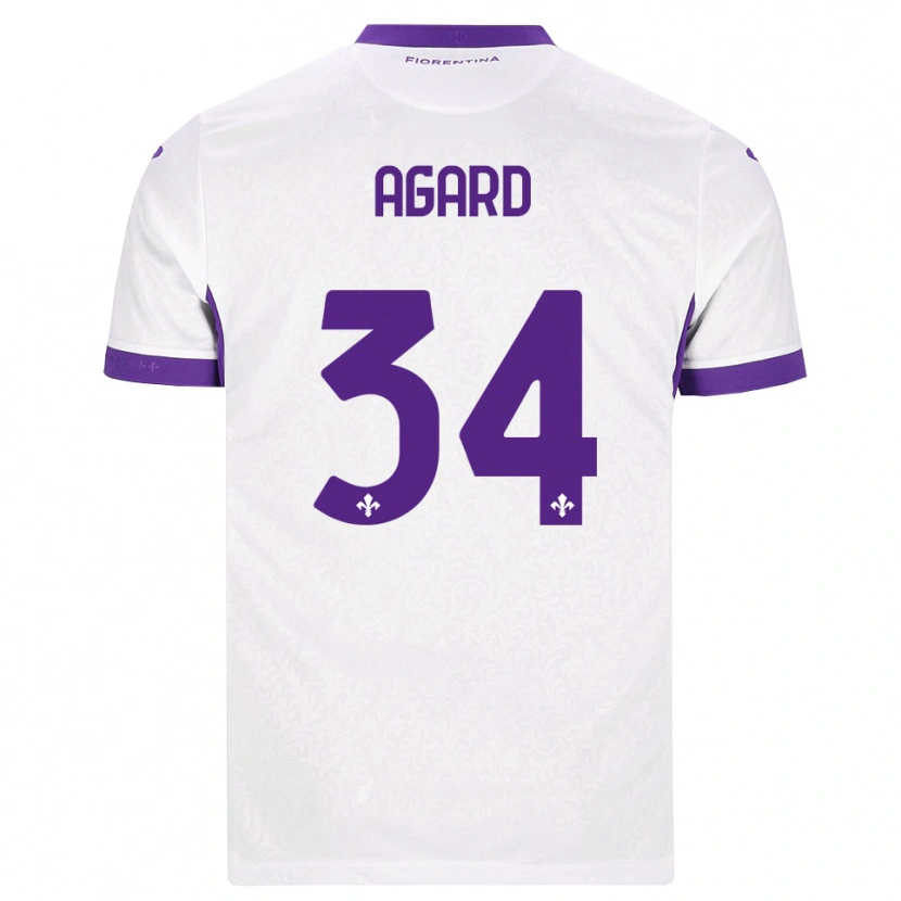 Danxen Bambino Maglia Laura Agard #34 Bianco Viola Kit Gara Away 2026/27 Maglietta