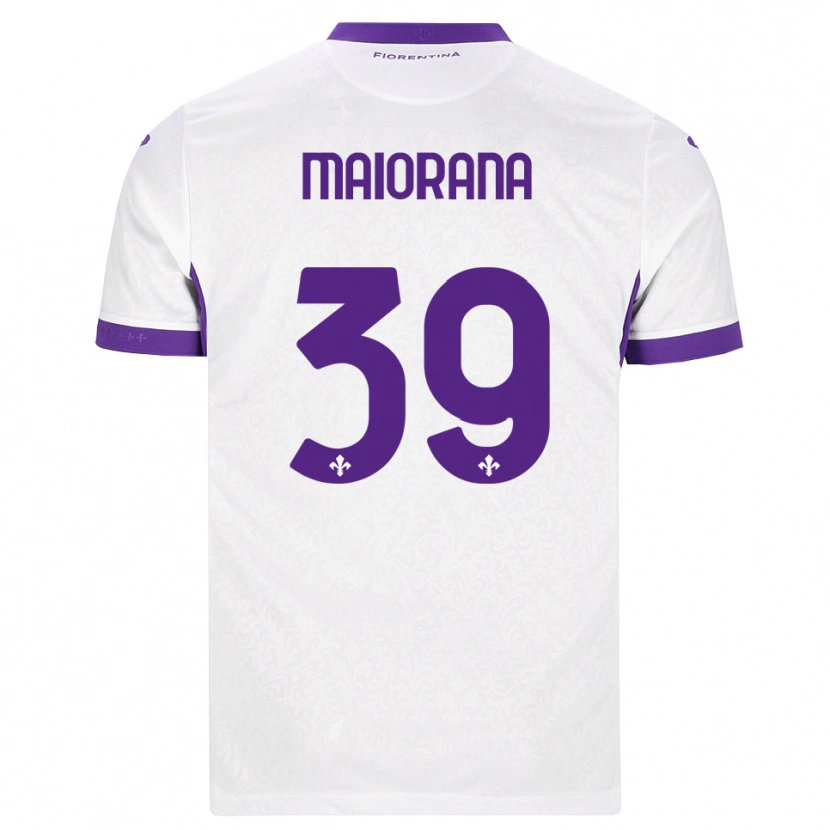 Danxen Bambino Maglia Stefano Maiorana #39 Bianco Viola Kit Gara Away 2026/27 Maglietta
