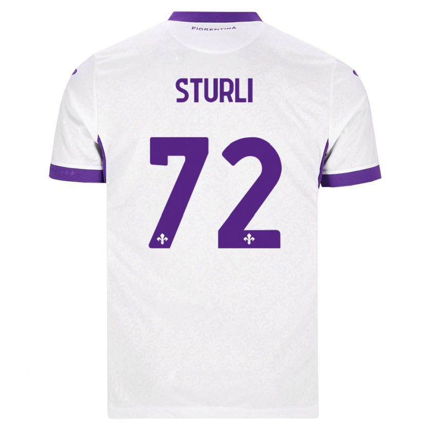 Danxen Bambino Maglia Edoardo Sturli #72 Bianco Viola Kit Gara Away 2026/27 Maglietta