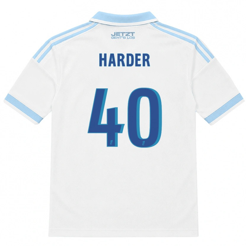 Danxen Bambino Maglia Conrad Harder #40 Azzurro Chiaro Bianco Rosso Kit Gara Away 2026/27 Maglietta