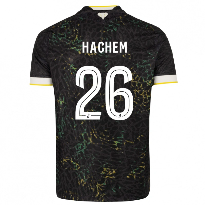 Danxen Bambino Maglia Ryad Hachem #26 Nero Bianco Giallo Kit Gara Away 2026/27 Maglietta