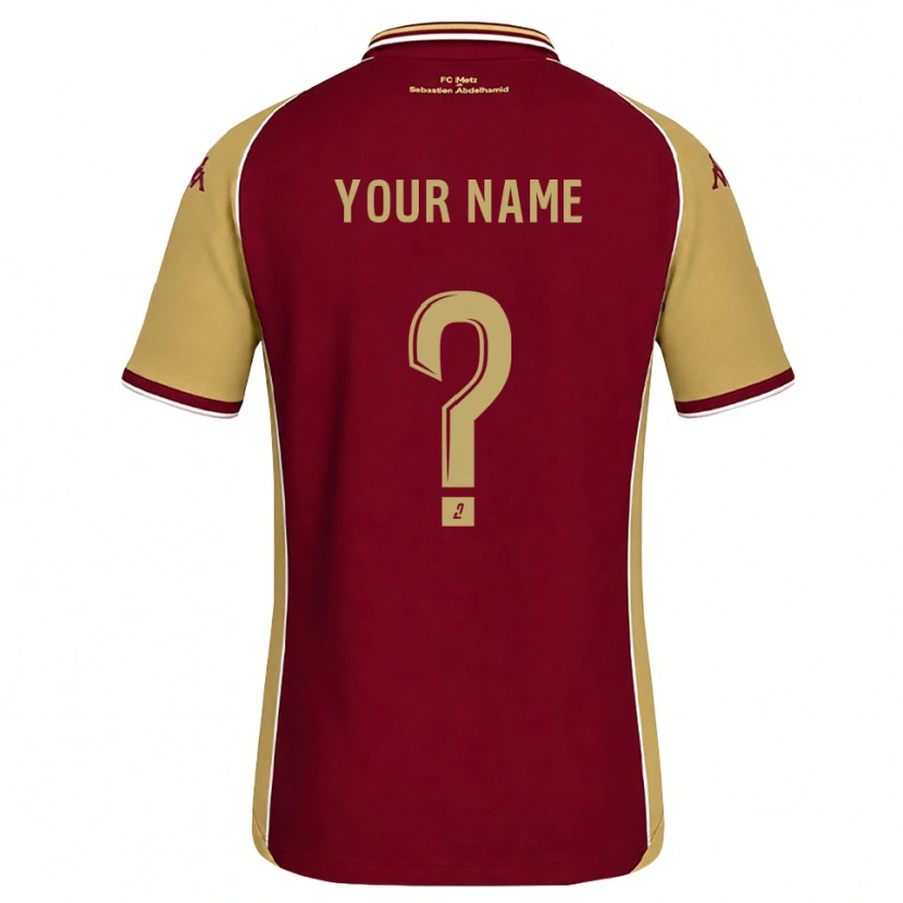 Danxen Uomo Maglia Il Tuo Nome #0 Goldenrod Rosso Scuro Kit Gara Home 2026/27 Maglietta