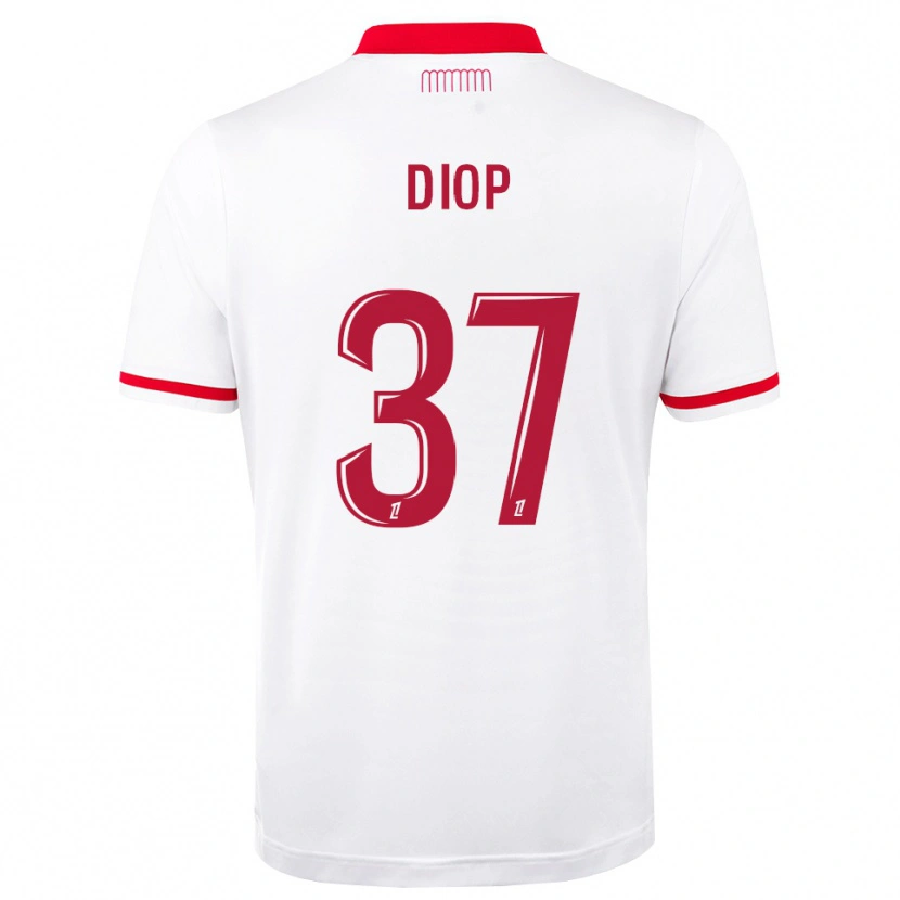 Danxen Uomo Maglia Edan Diop #37 Rosso Bianco Kit Gara Home 2026/27 Maglietta