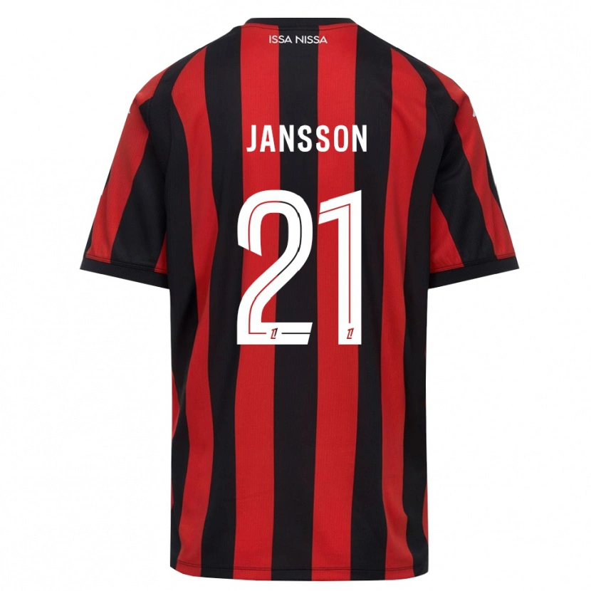 Danxen Uomo Maglia Isak Jansson #21 Rosso Nero Bianco Kit Gara Home 2026/27 Maglietta