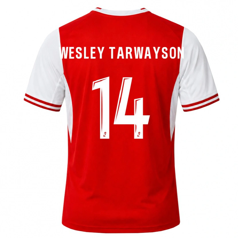 Danxen Uomo Maglia James Wesley Tarwayson #14 Rosso Bianco Kit Gara Home 2026/27 Maglietta