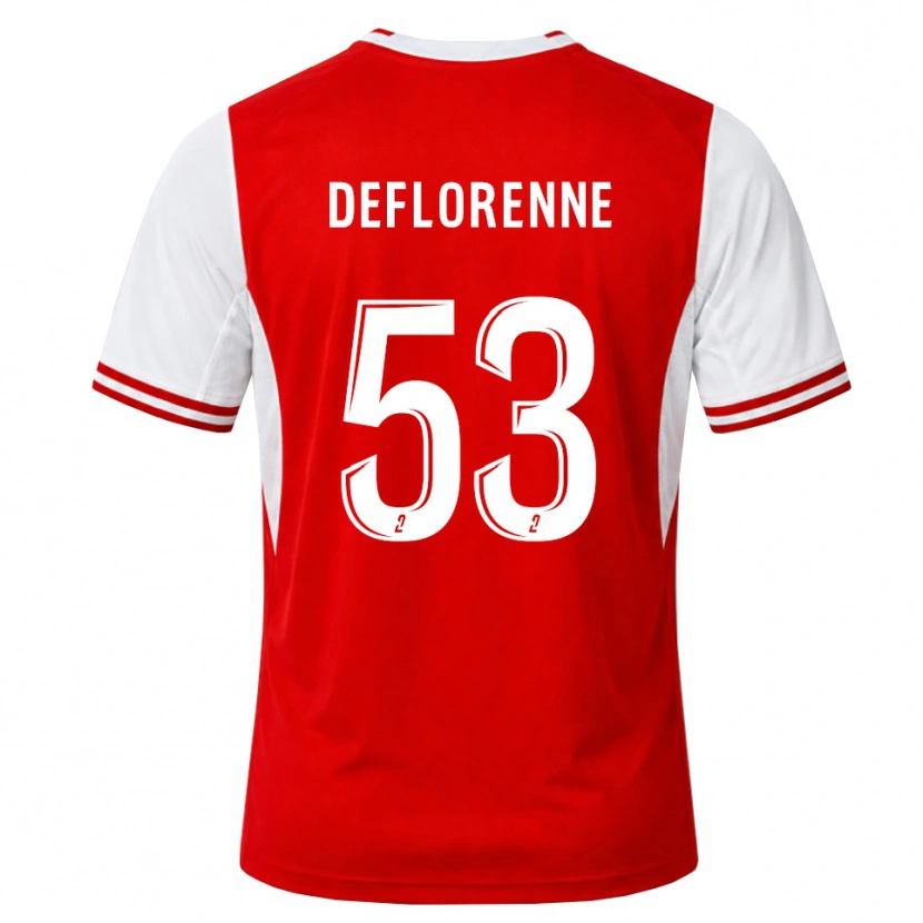 Danxen Uomo Maglia Théo Deflorenne #53 Rosso Bianco Kit Gara Home 2026/27 Maglietta