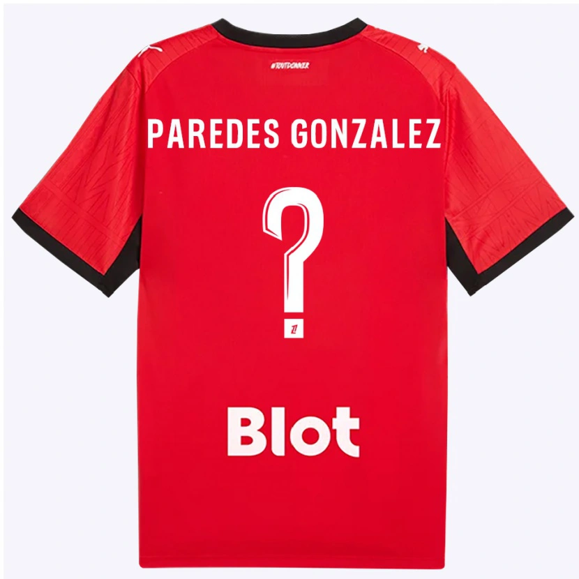 Danxen Uomo Maglia Maxime Paredes Gonzalez #0 Rosso Nero Bianco Kit Gara Home 2026/27 Maglietta
