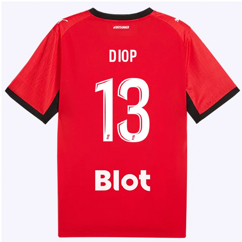 Danxen Uomo Maglia Noham Diop #13 Rosso Nero Bianco Kit Gara Home 2026/27 Maglietta