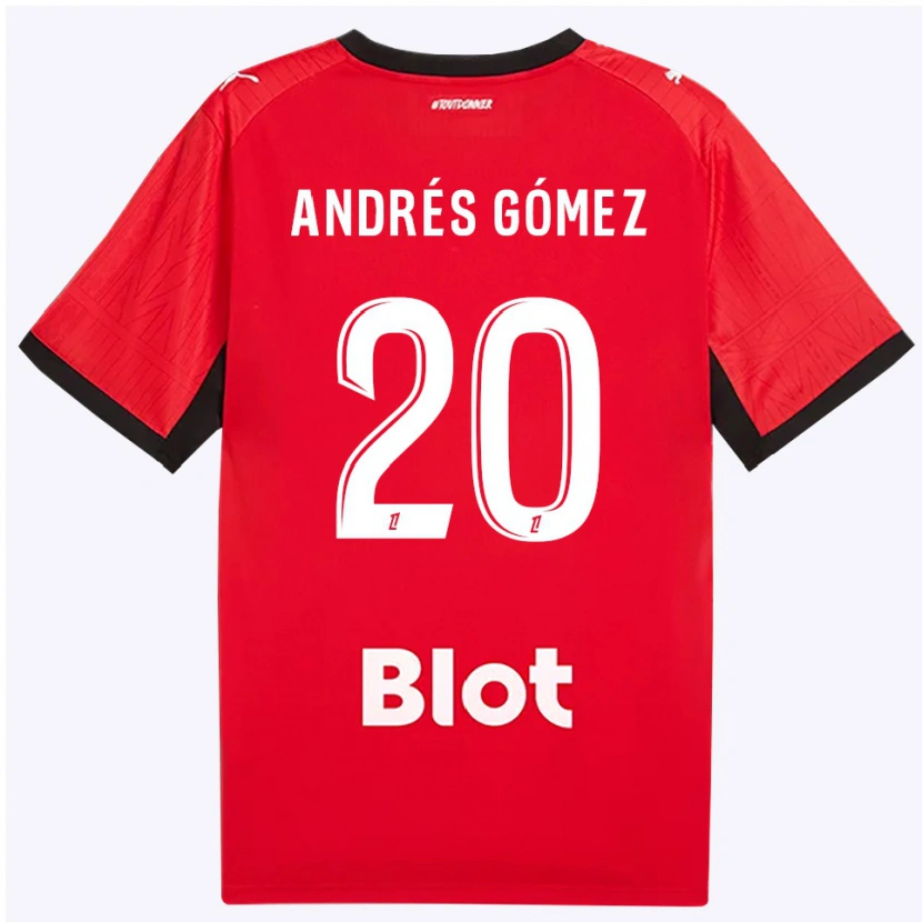 Danxen Uomo Maglia Carlos Andrés Gómez #20 Rosso Nero Bianco Kit Gara Home 2026/27 Maglietta