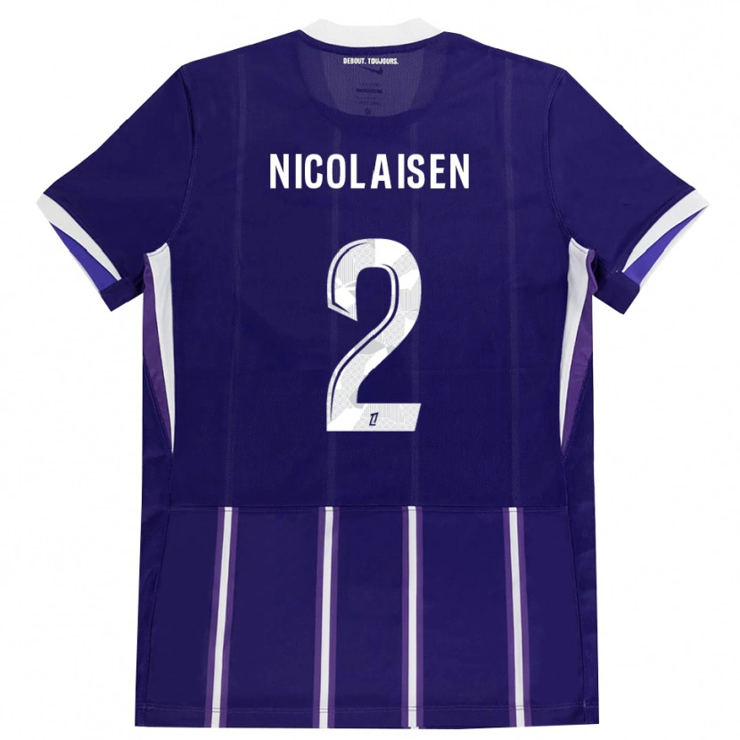 Danxen Uomo Maglia Rasmus Nicolaisen #2 Viola Bianco Kit Gara Home 2026/27 Maglietta