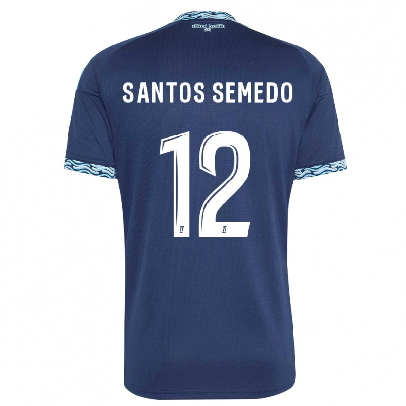 Danxen Uomo Maglia Ilyes Dos Santos Semedo #12 Blu Acciaio Bianco Kit Gara Home 2026/27 Maglietta