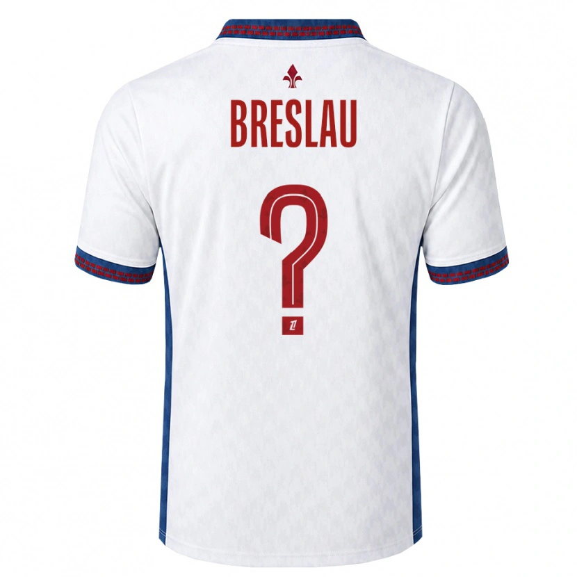Danxen Uomo Maglia Jessy Breslau #0 Rosso Bianco Blu Kit Gara Away 2026/27 Maglietta