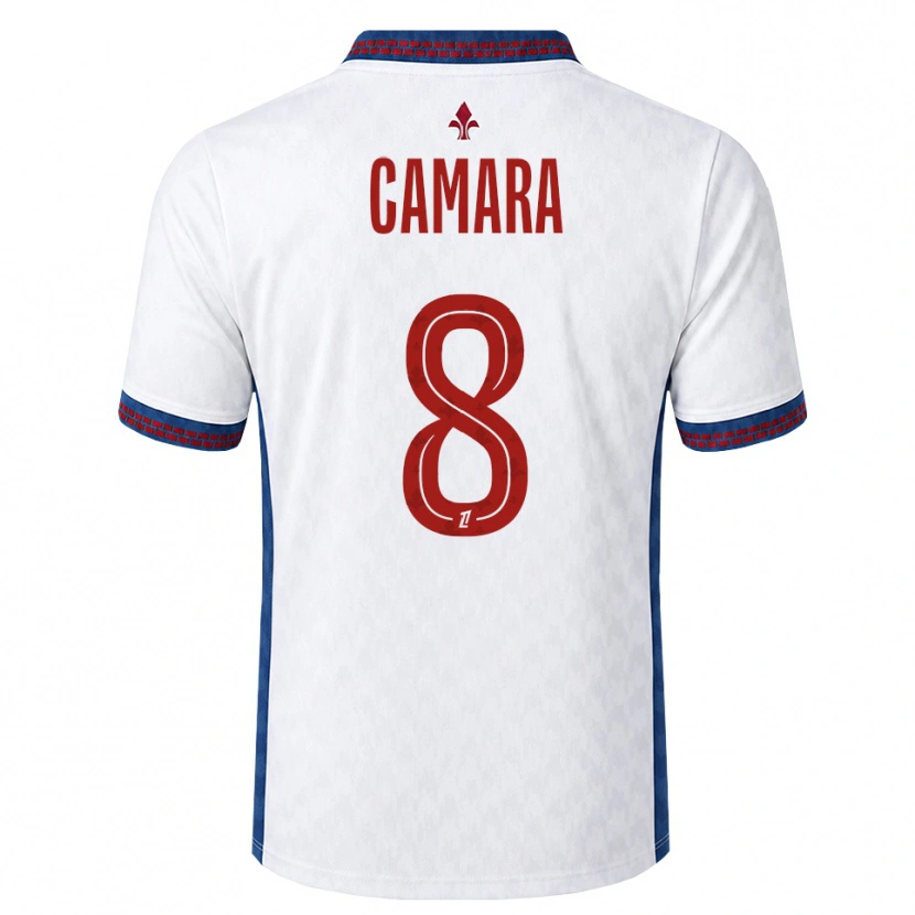 Danxen Uomo Maglia Ismaël Camara #8 Rosso Bianco Blu Kit Gara Away 2026/27 Maglietta