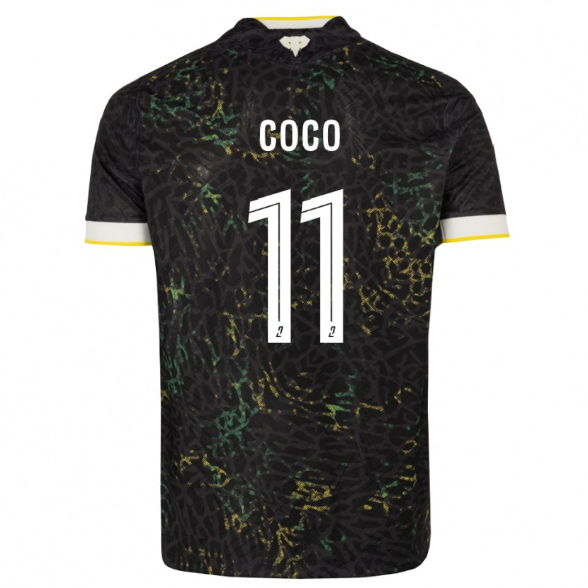 Danxen Uomo Maglia Marcus Coco #11 Nero Bianco Giallo Kit Gara Away 2026/27 Maglietta
