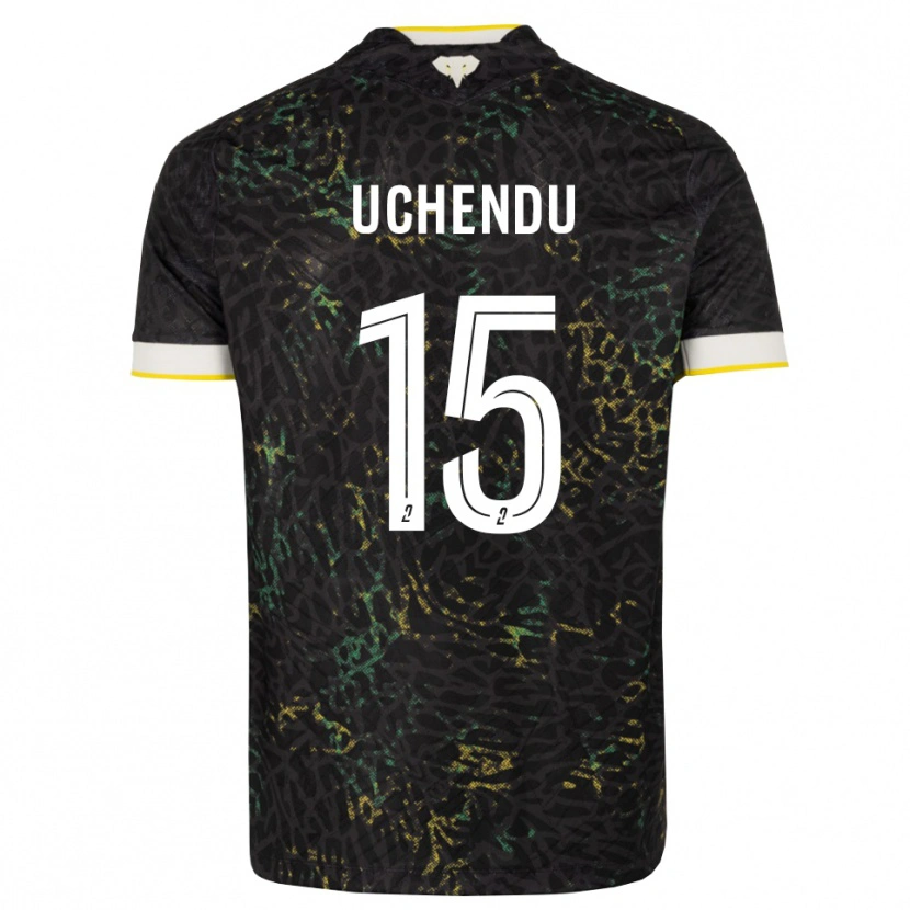 Danxen Uomo Maglia Chinaza Uchendu #15 Nero Bianco Giallo Kit Gara Away 2026/27 Maglietta