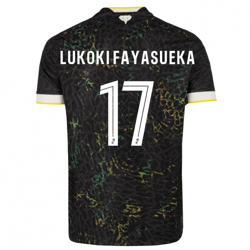 Danxen Uomo Maglia Kévin Lukoki Fayasueka #17 Nero Bianco Giallo Kit Gara Away 2026/27 Maglietta