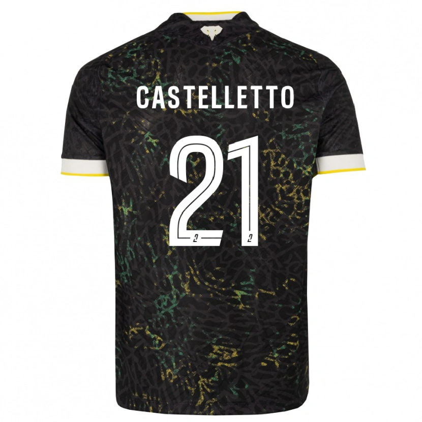 Danxen Uomo Maglia Jean-Charles Castelletto #21 Nero Bianco Giallo Kit Gara Away 2026/27 Maglietta