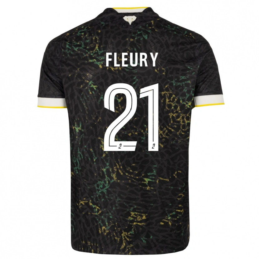 Danxen Uomo Maglia Louise Fleury #21 Nero Bianco Giallo Kit Gara Away 2026/27 Maglietta
