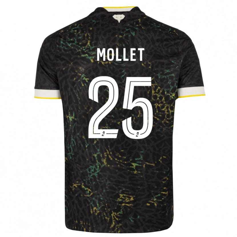 Danxen Uomo Maglia Florent Mollet #25 Nero Bianco Giallo Kit Gara Away 2026/27 Maglietta