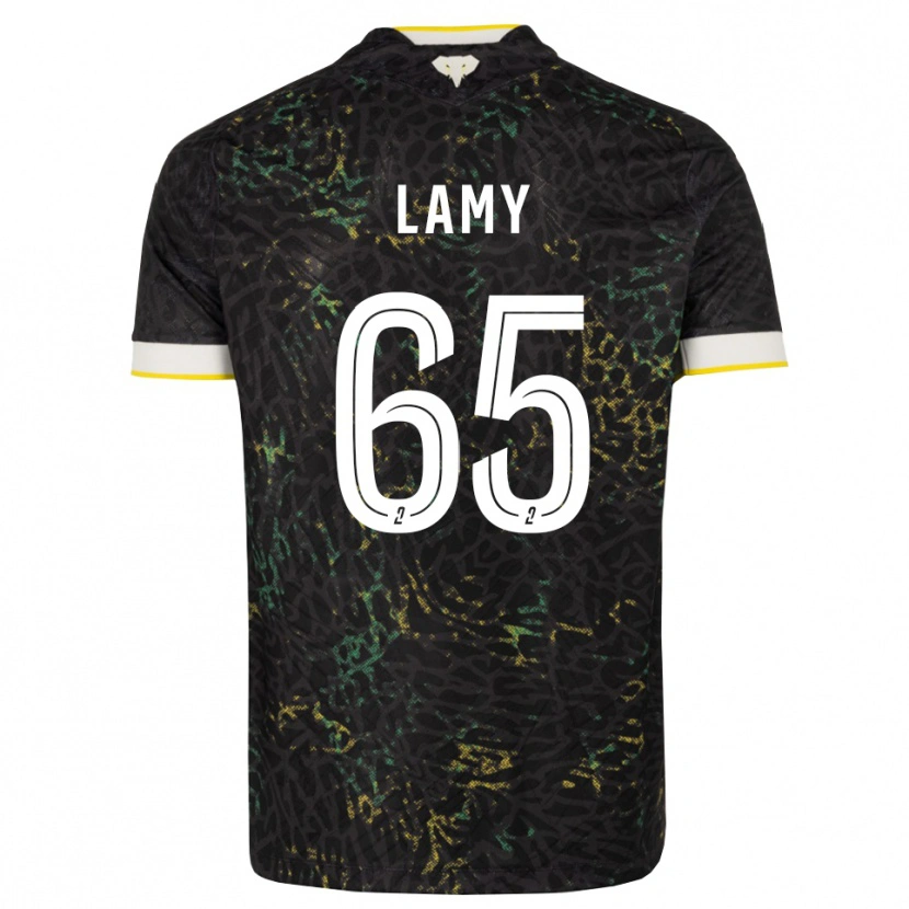 Danxen Uomo Maglia Hugo Lamy #65 Nero Bianco Giallo Kit Gara Away 2026/27 Maglietta