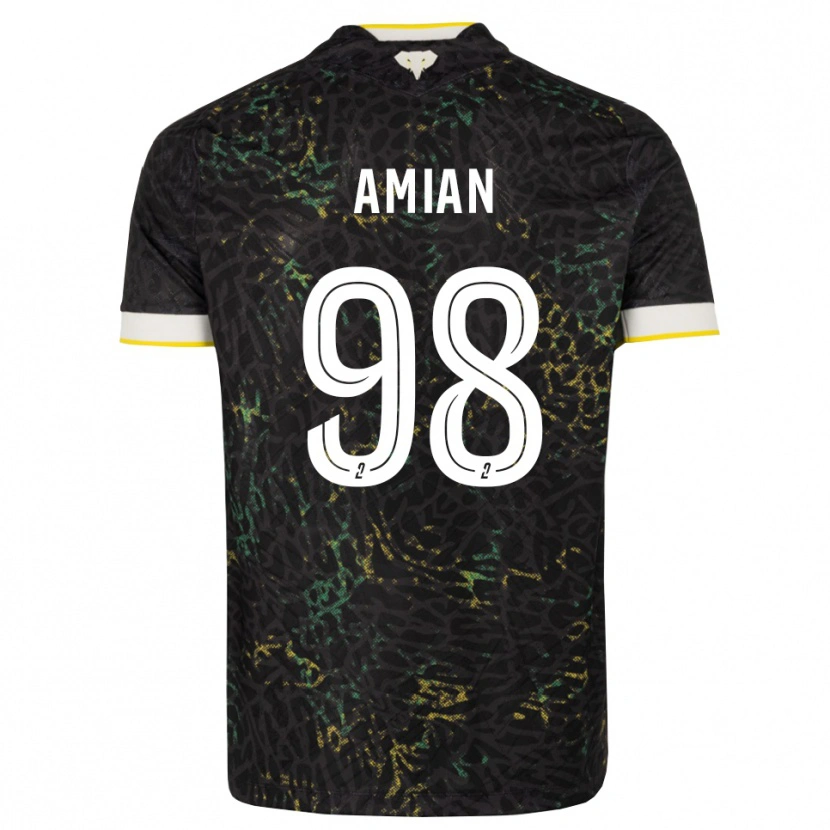 Danxen Uomo Maglia Kelvin Amian #98 Nero Bianco Giallo Kit Gara Away 2026/27 Maglietta