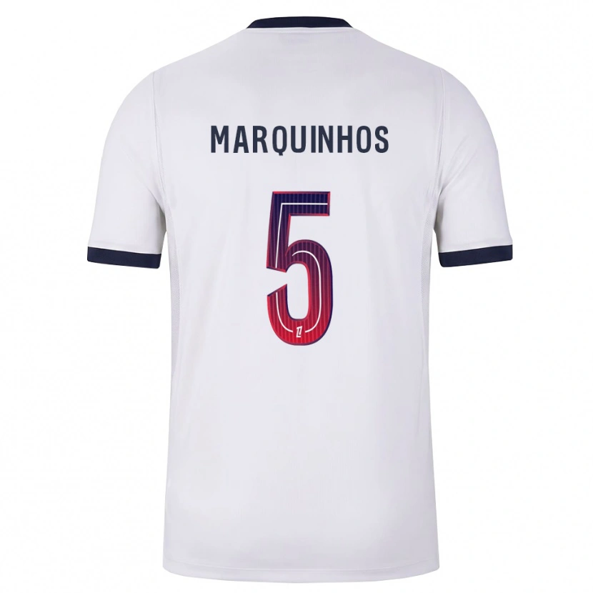 Danxen Uomo Maglia Marquinhos #5 Bianco Nero Rosso Kit Gara Away 2026/27 Maglietta
